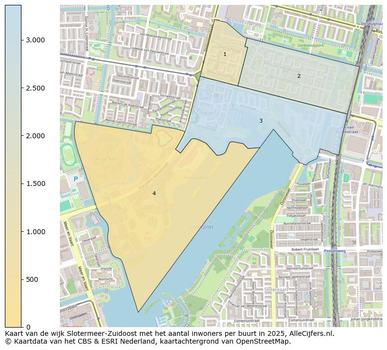 Afbeelding van de wijk Slotermeer-Zuidoost op de kaart.
