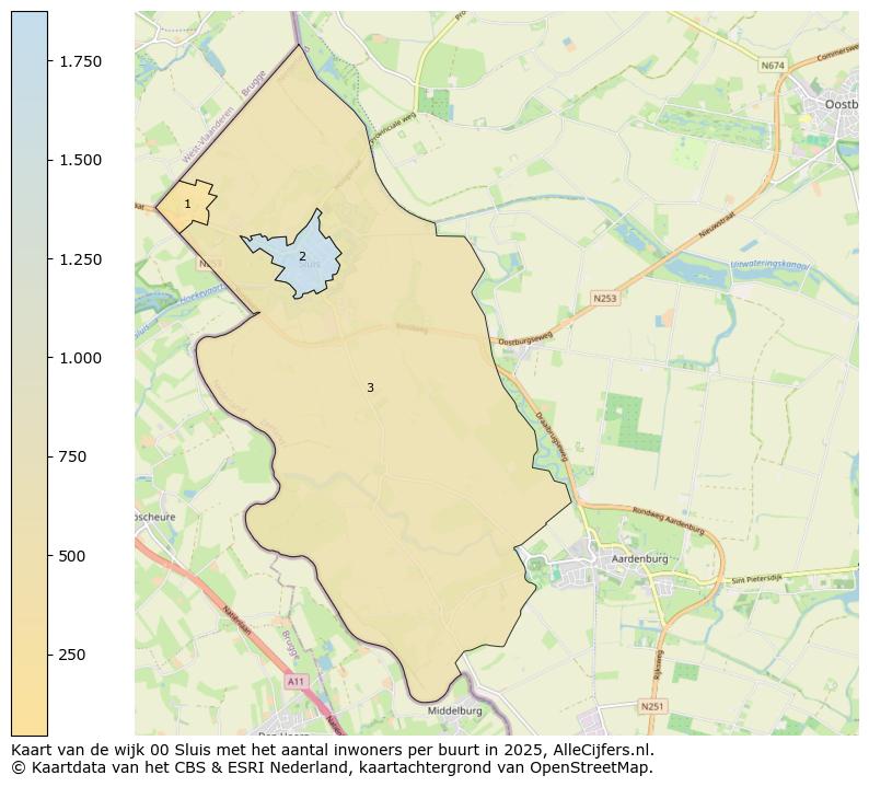 Afbeelding van de wijk Sluis op de kaart.