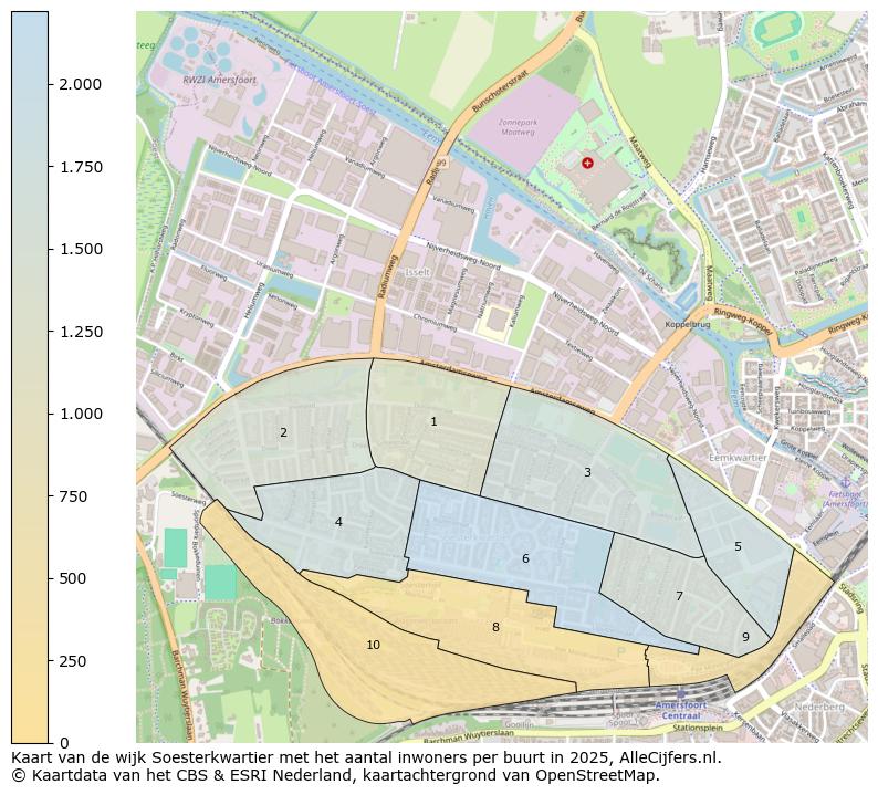 Afbeelding van de wijk Soesterkwartier op de kaart.