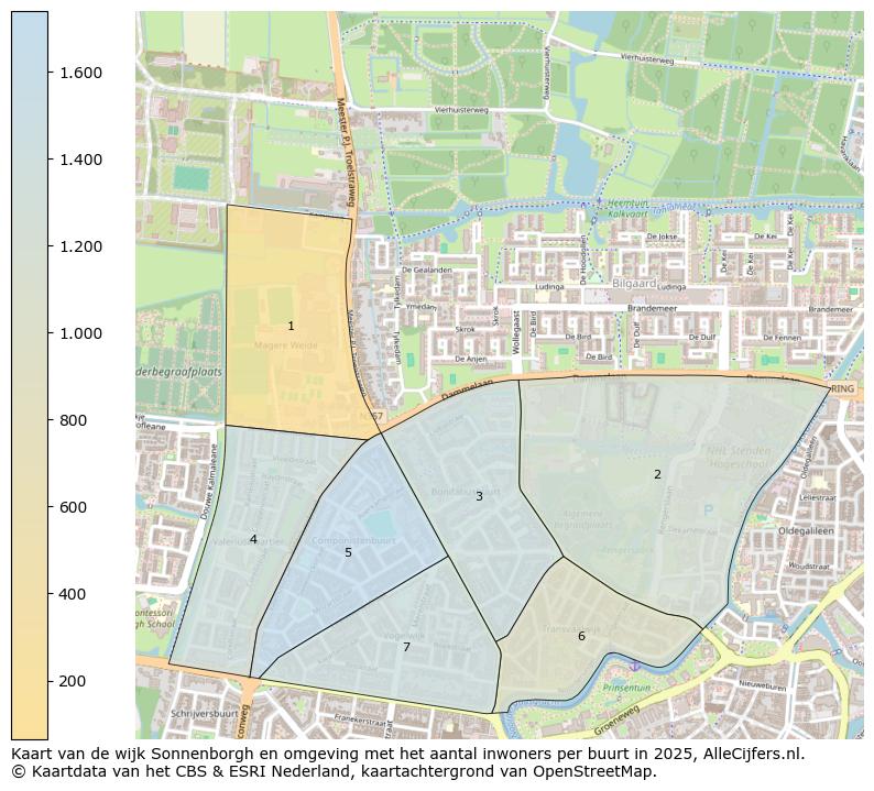 Afbeelding van de wijk Sonnenborgh en omgeving op de kaart.