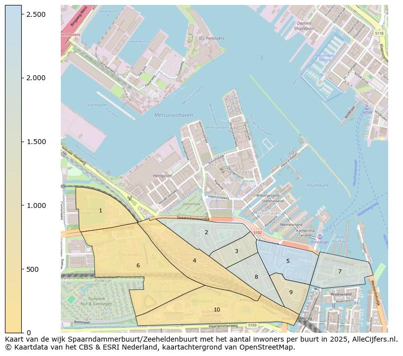 Afbeelding van de wijk Spaarndammerbuurt/Zeeheldenbuurt op de kaart.