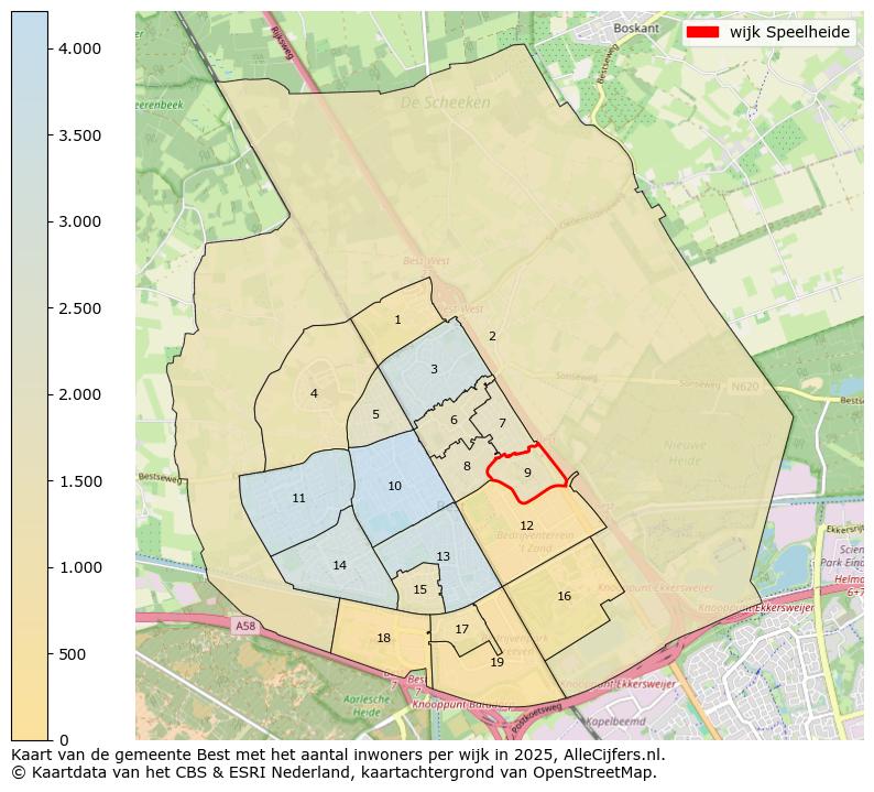 Afbeelding van de wijk Speelheide op de kaart.