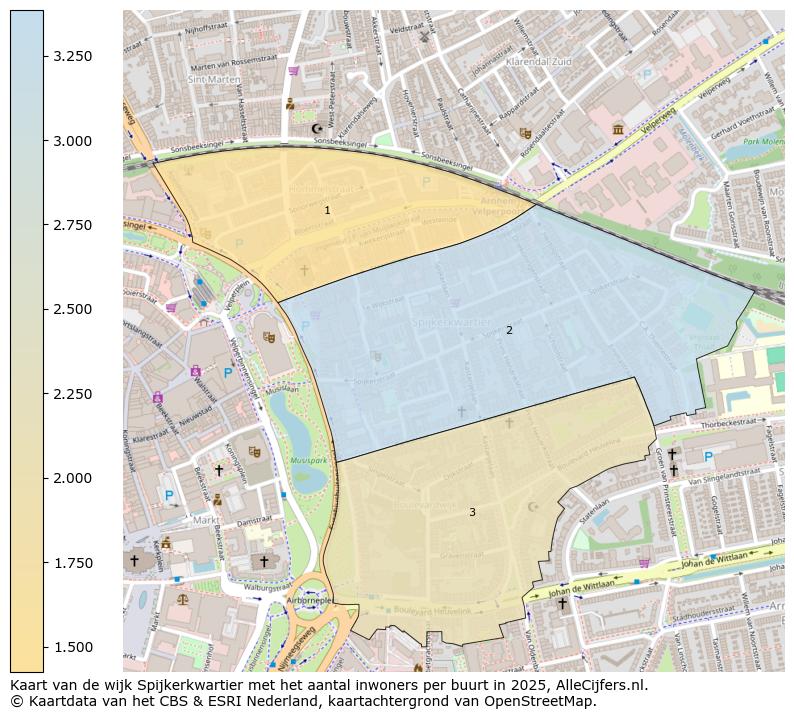 Afbeelding van de wijk Spijkerkwartier op de kaart.