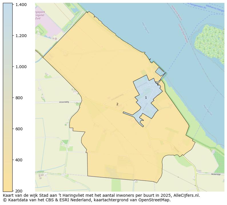 Afbeelding van de wijk Stad aan ’t Haringvliet op de kaart.