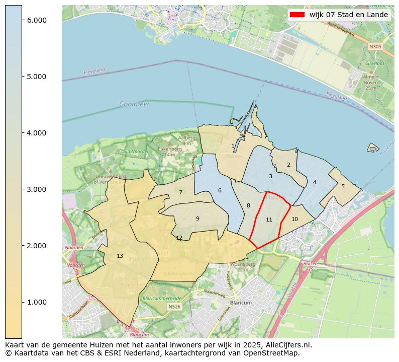 Afbeelding van de wijk Stad en Lande op de kaart.