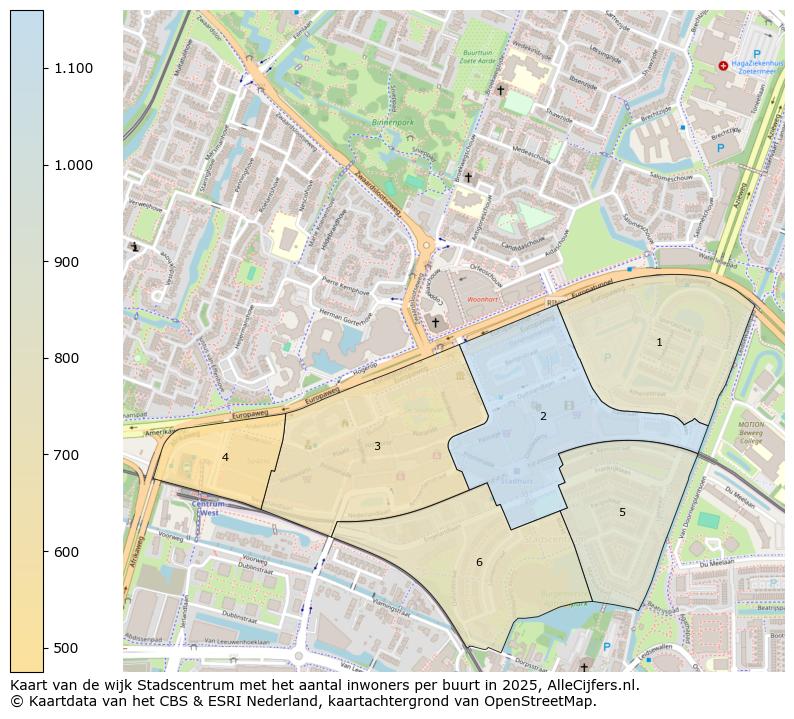Afbeelding van de wijk Stadscentrum op de kaart.