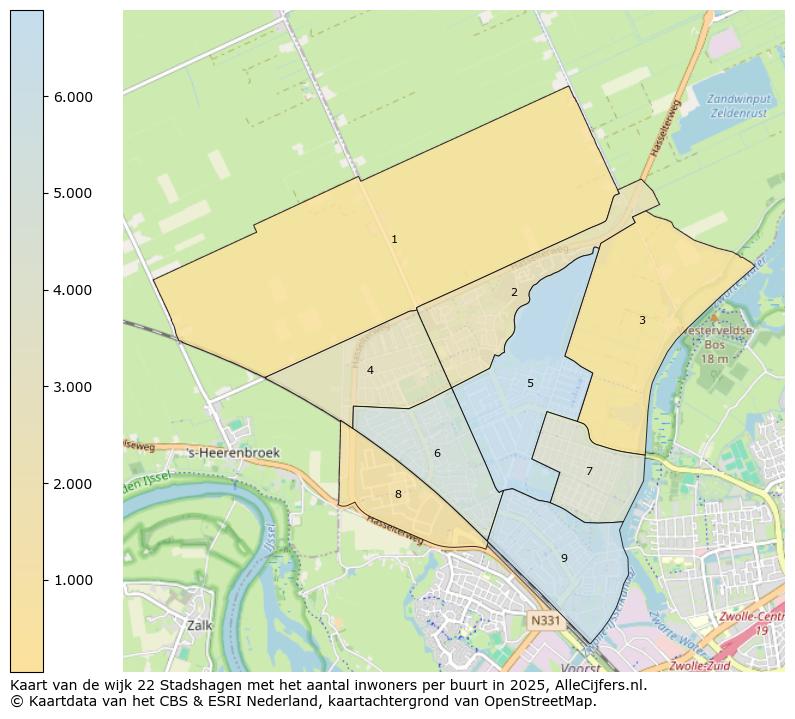 Afbeelding van de wijk Stadshagen op de kaart.