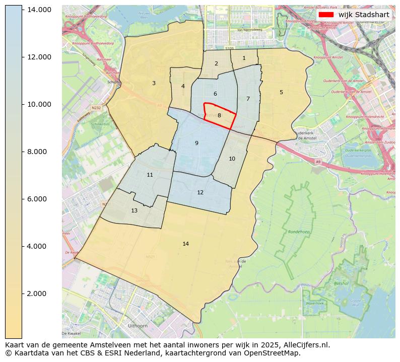 Afbeelding van de wijk Stadshart op de kaart.