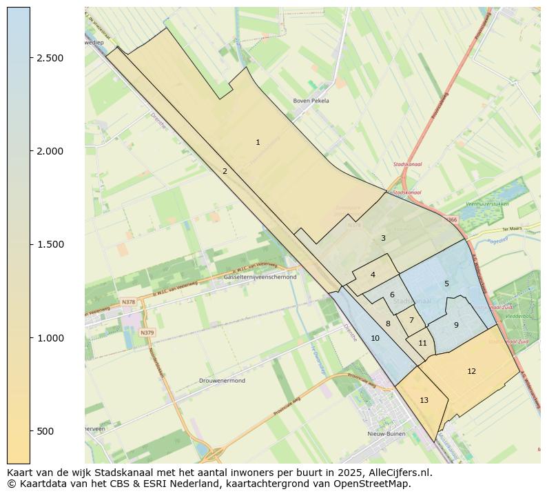 Afbeelding van de wijk Stadskanaal op de kaart.