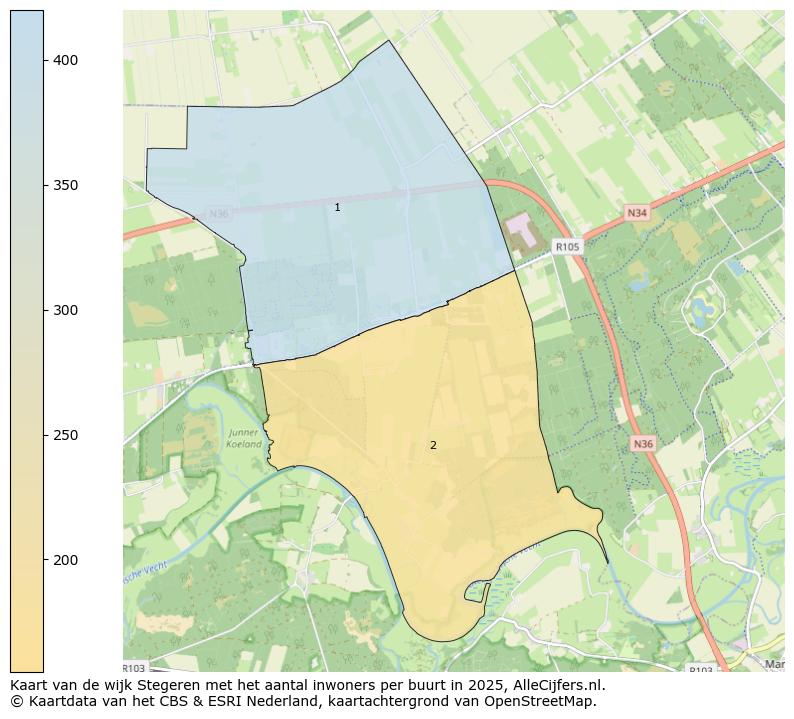 Afbeelding van de wijk Stegeren op de kaart.