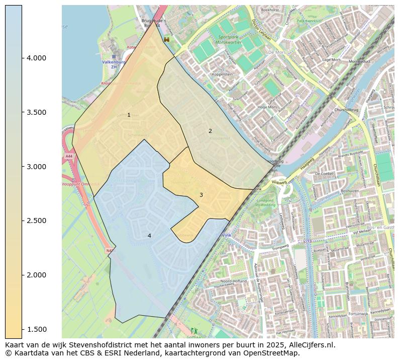 Afbeelding van de wijk Stevenshofdistrict op de kaart.