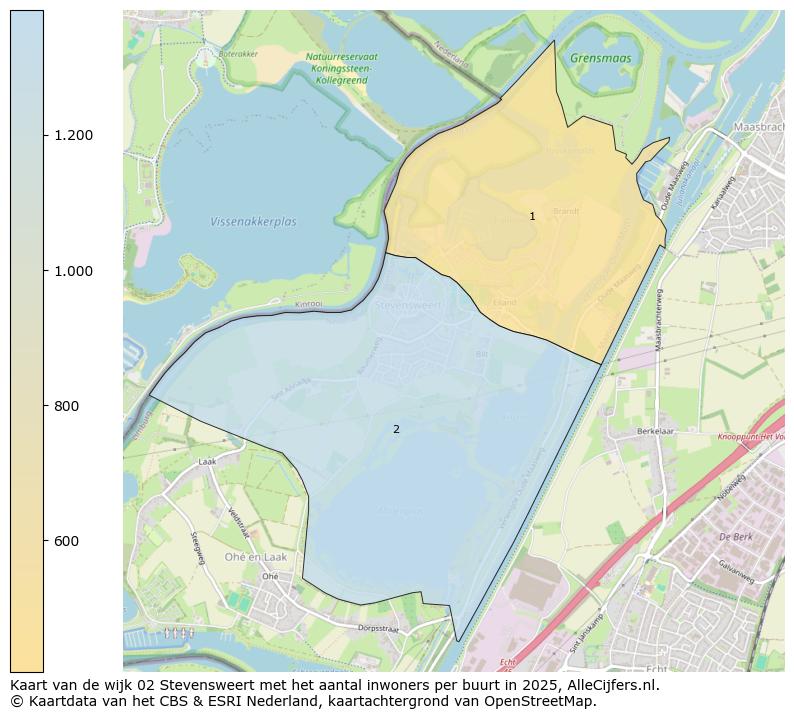 Afbeelding van de wijk Stevensweert op de kaart.