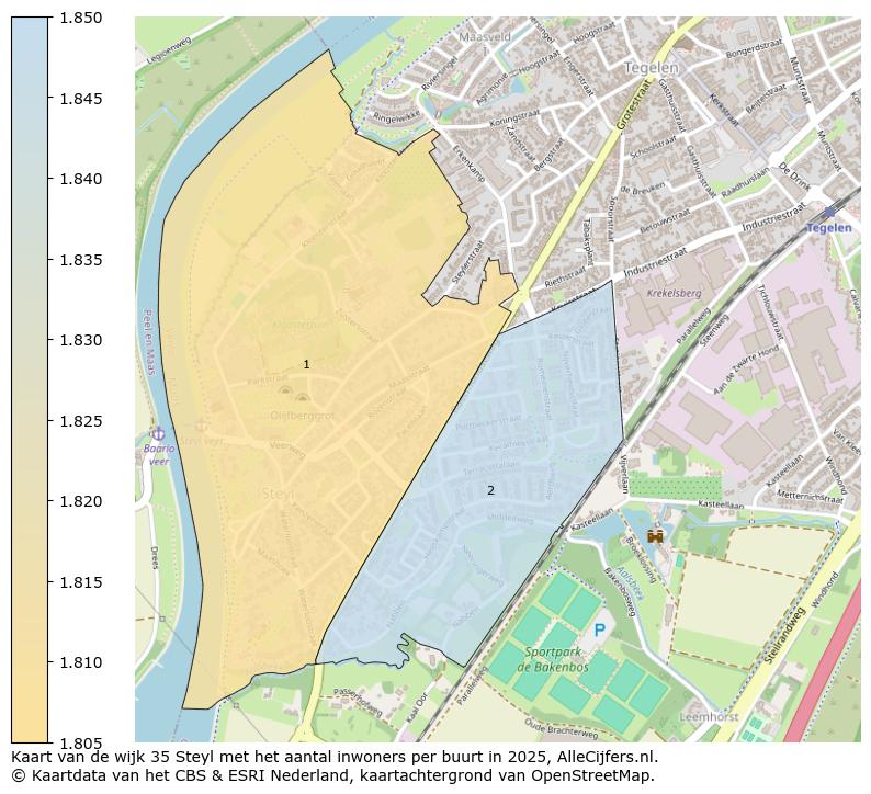 Afbeelding van de wijk Steyl op de kaart.