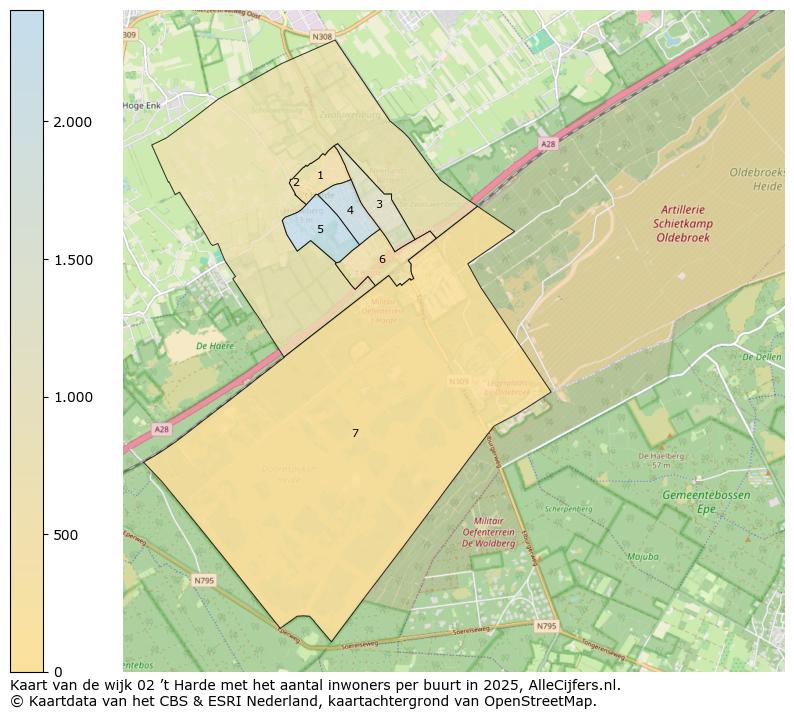 Afbeelding van de wijk ’t Harde op de kaart.