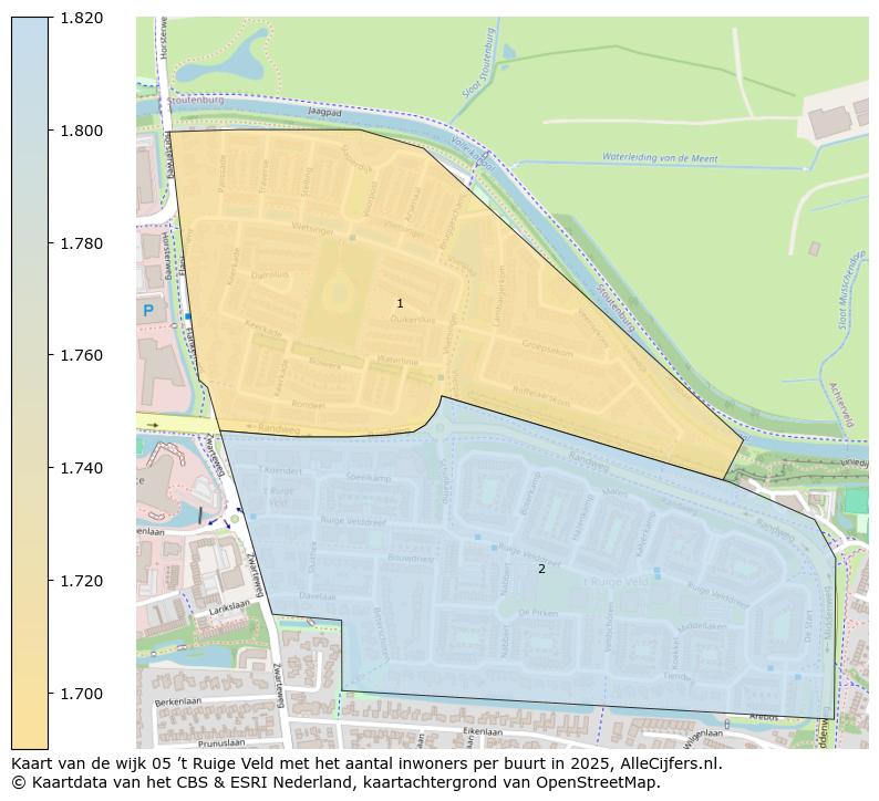 Afbeelding van de wijk ’t Ruige Veld op de kaart.