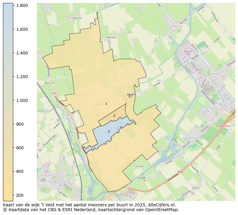 Afbeelding van de wijk ’t Veld op de kaart.