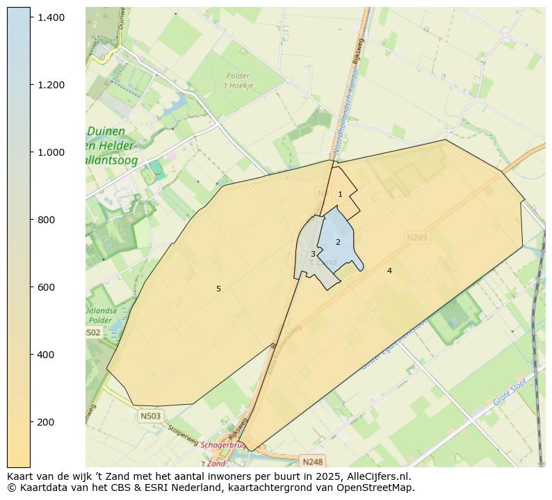 Afbeelding van de wijk ’t Zand op de kaart.