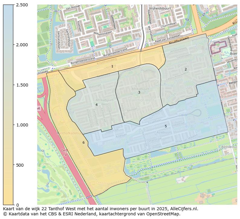 Afbeelding van de wijk Tanthof-West op de kaart.