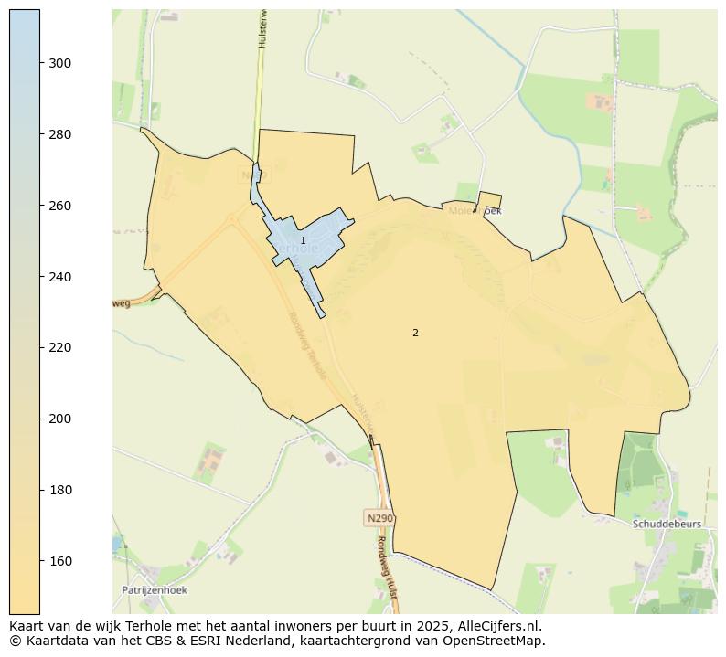 Afbeelding van de wijk Terhole op de kaart.