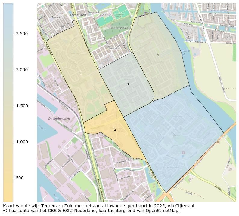 Afbeelding van de wijk Terneuzen Zuid op de kaart.