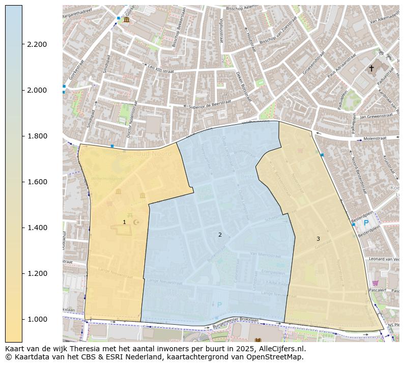 Afbeelding van de wijk Theresia op de kaart.