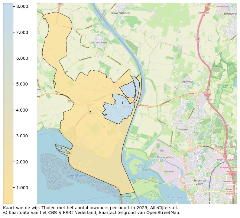 Afbeelding van de wijk Tholen op de kaart.