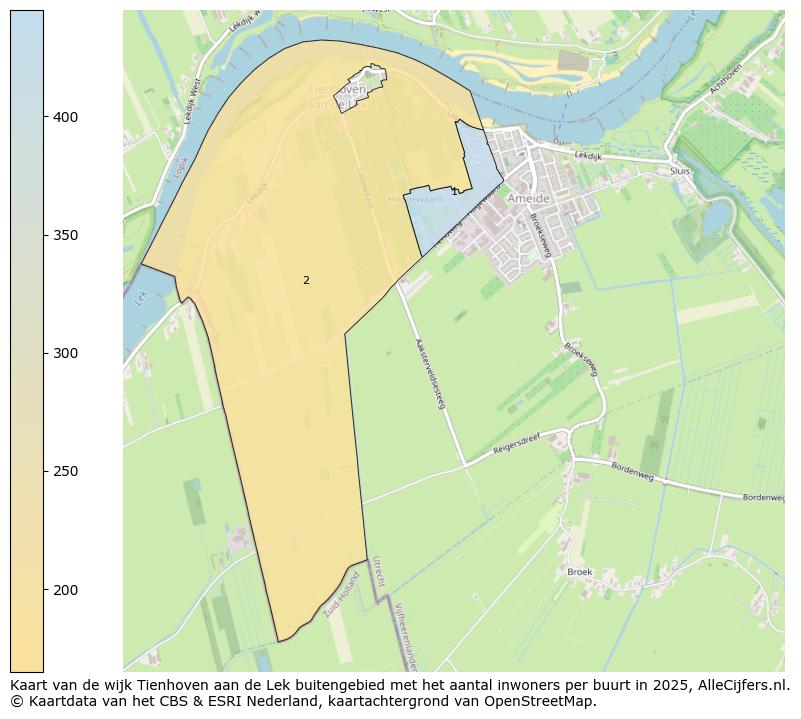 Afbeelding van de wijk Tienhoven aan de Lek buitengebied op de kaart.
