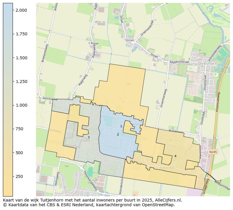 Afbeelding van de wijk Tuitjenhorn op de kaart.