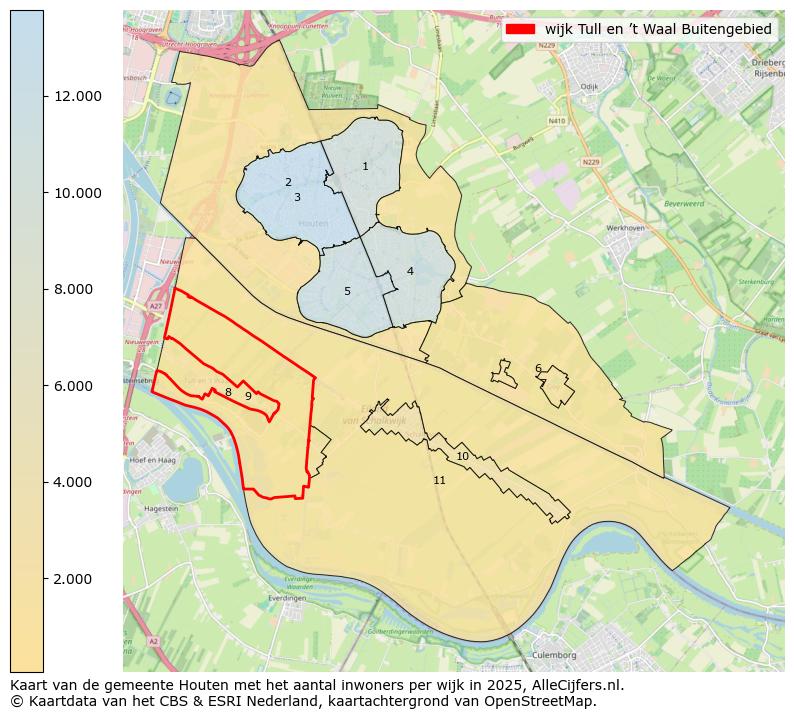 Afbeelding van de wijk Tull en ’t Waal Buitengebied op de kaart.