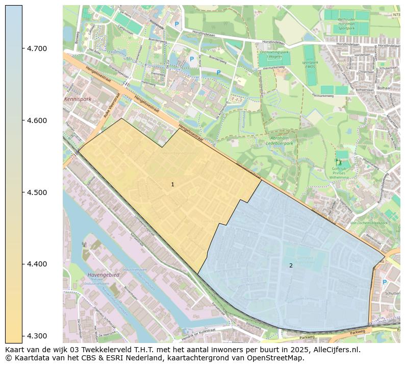 Afbeelding van de wijk Twekkelerveld - T.H.T. op de kaart.