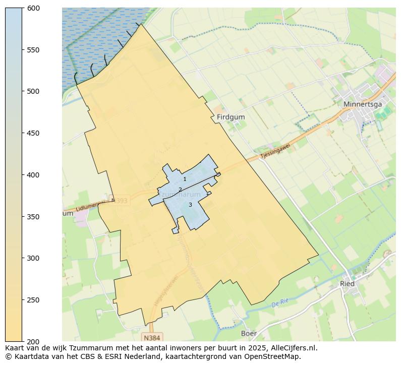 Afbeelding van de wijk Tzummarum op de kaart.