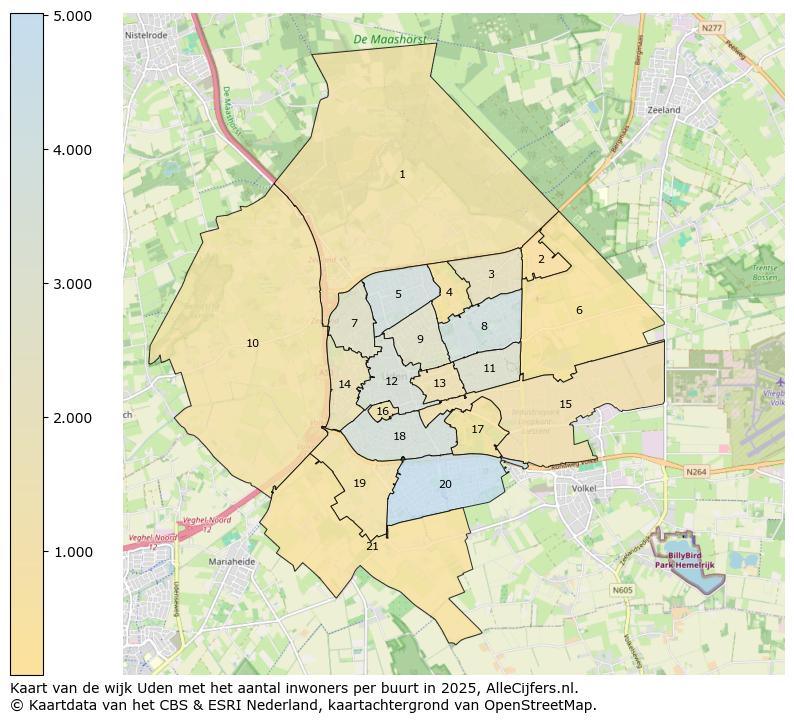Afbeelding van de wijk Uden op de kaart.