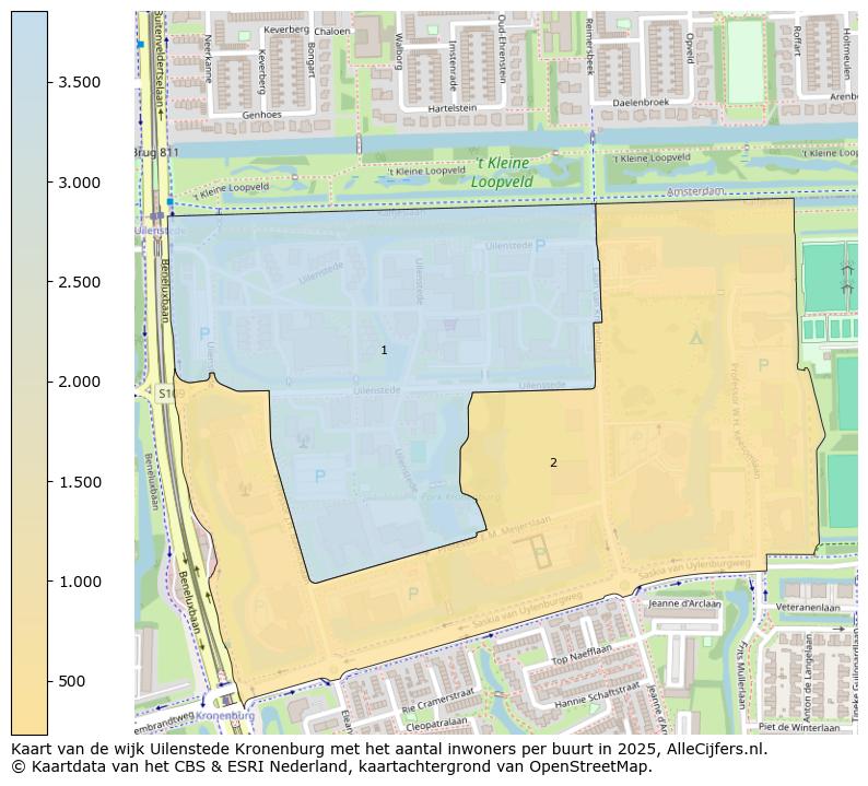 Afbeelding van de wijk Uilenstede Kronenburg op de kaart.