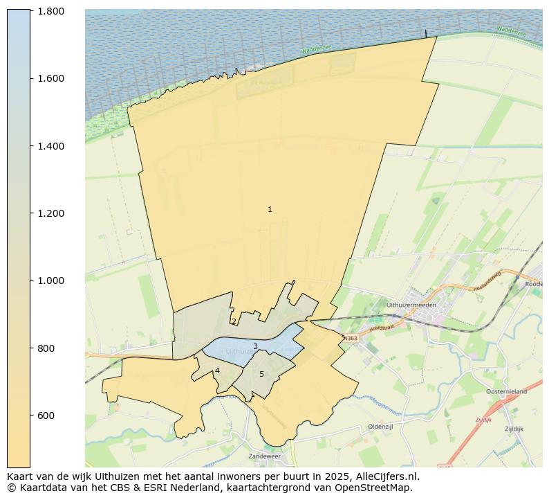 Afbeelding van de wijk Uithuizen op de kaart.