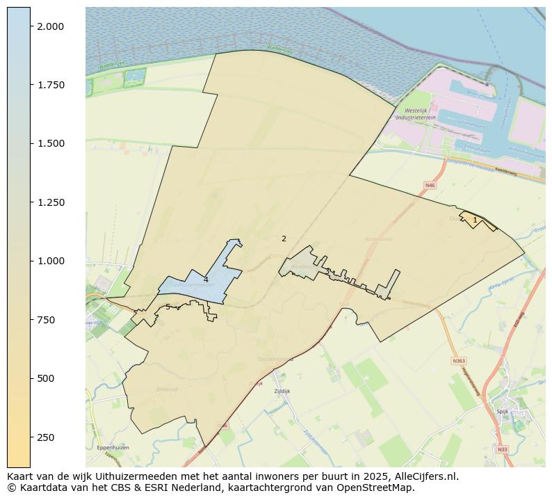 Afbeelding van de wijk Uithuizermeeden op de kaart.