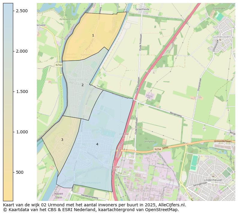 Afbeelding van de wijk Urmond op de kaart.