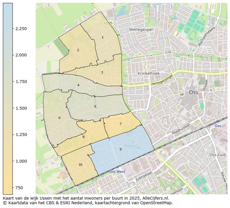 Afbeelding van de wijk Ussen op de kaart.