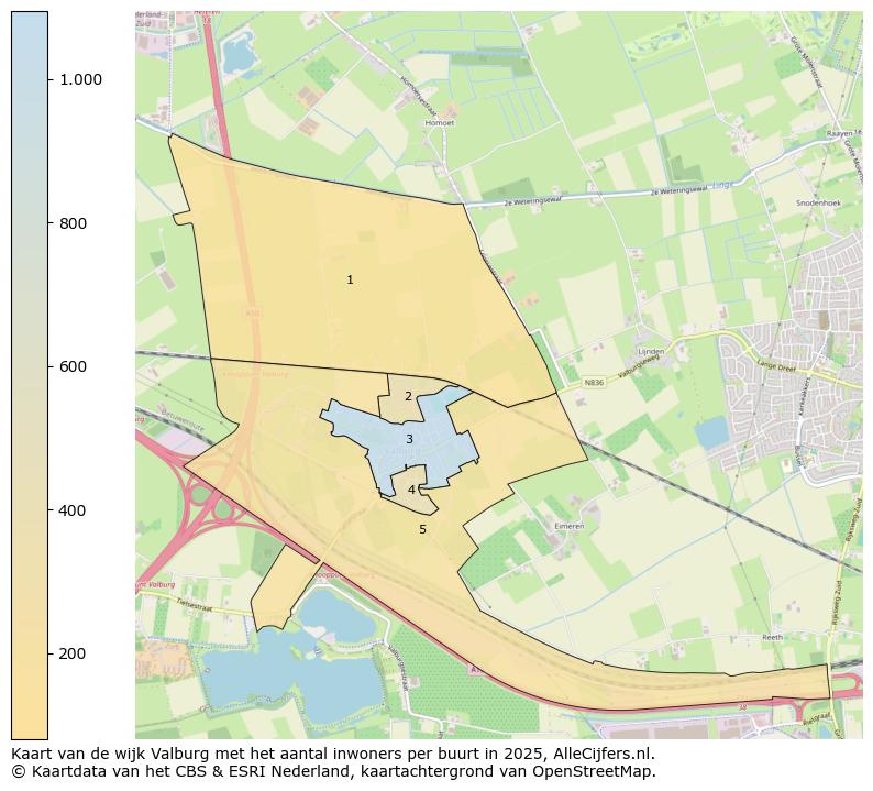 Afbeelding van de wijk Valburg op de kaart.