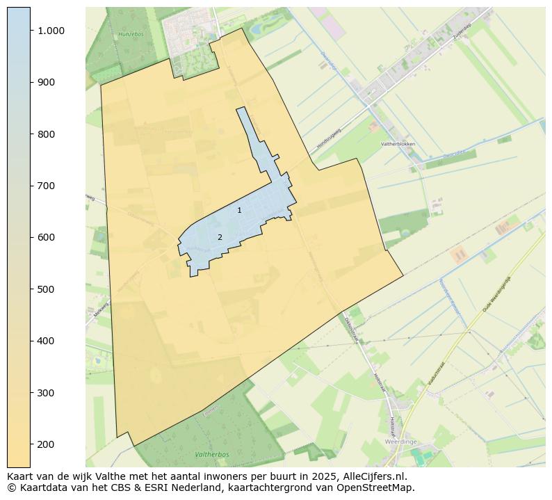 Afbeelding van de wijk Valthe op de kaart.
