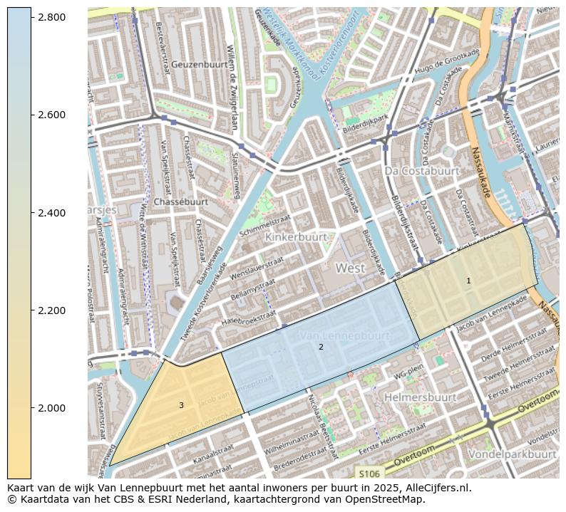 Afbeelding van de wijk Van Lennepbuurt op de kaart.