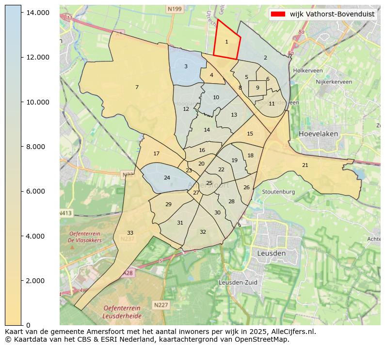 Afbeelding van de wijk Vathorst-Bovenduist op de kaart.