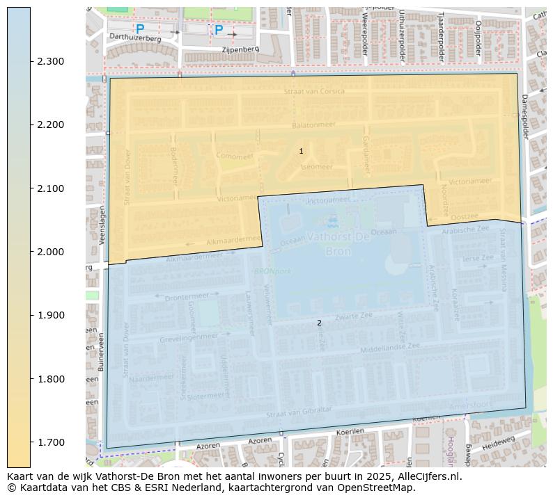 Afbeelding van de wijk Vathorst-De Bron op de kaart.