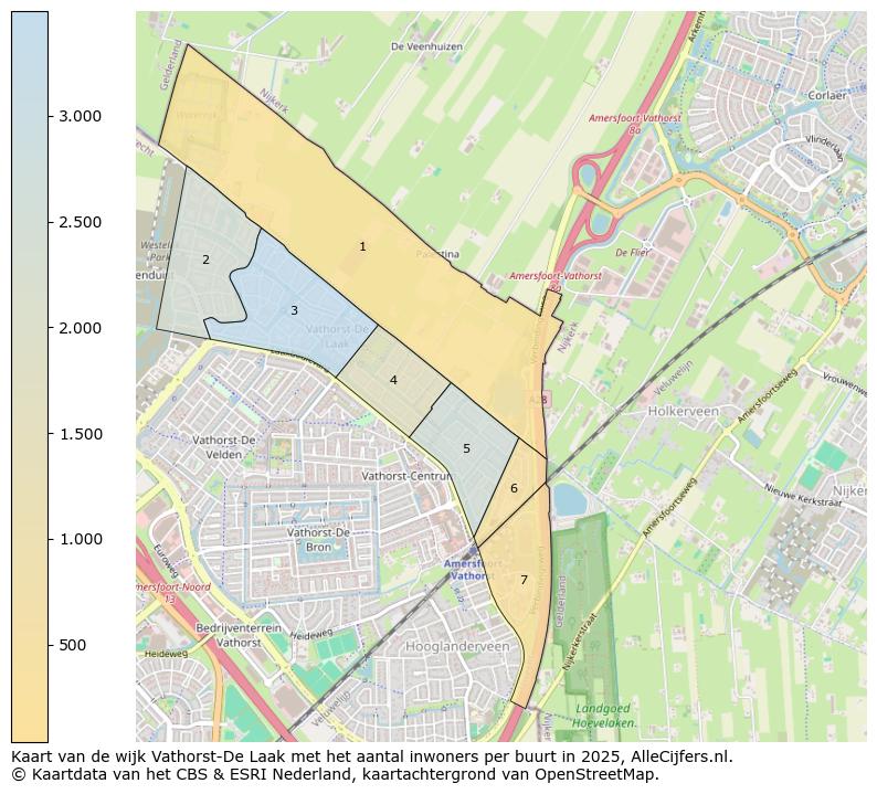 Afbeelding van de wijk Vathorst-De Laak op de kaart.