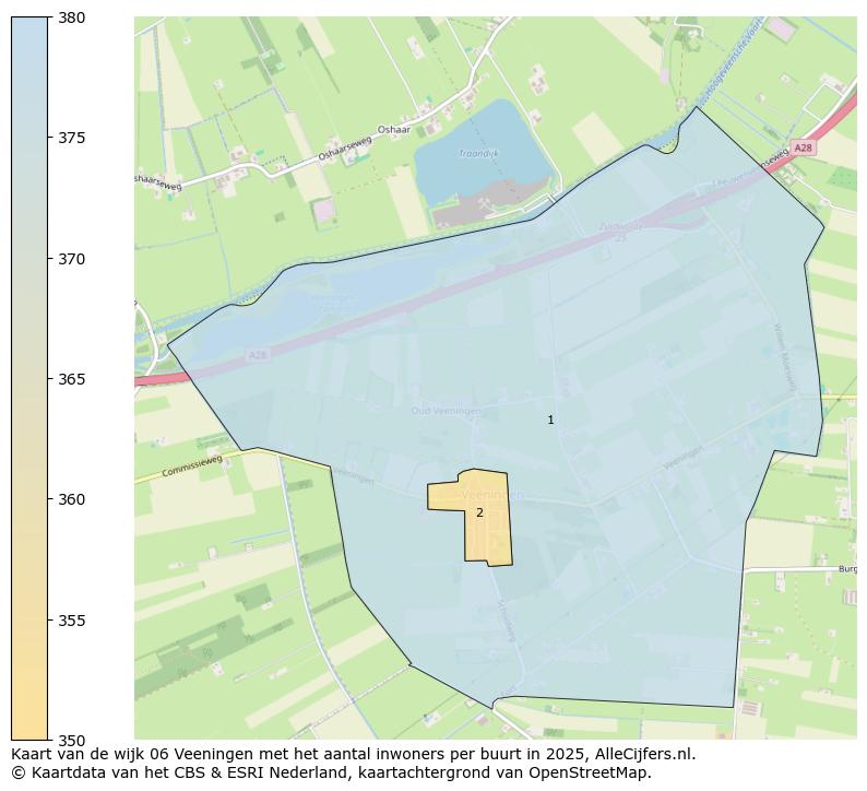 Afbeelding van de wijk Veeningen op de kaart.