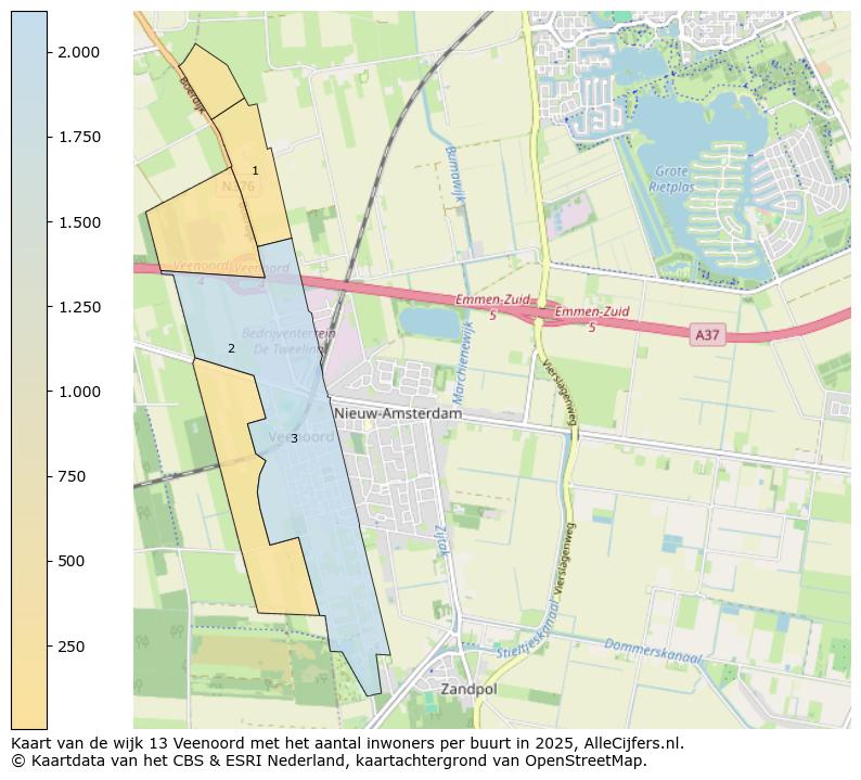 Afbeelding van de wijk Veenoord op de kaart.