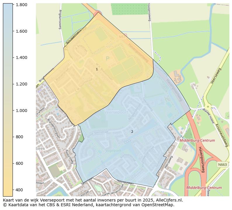 Afbeelding van de wijk Veersepoort op de kaart.