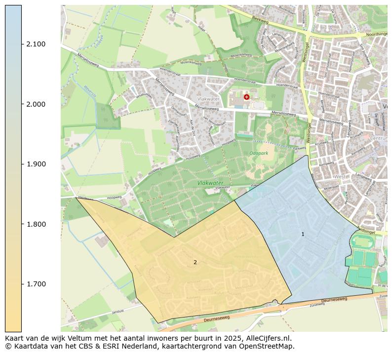 Afbeelding van de wijk Veltum op de kaart.