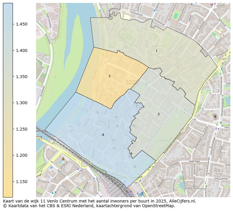 Afbeelding van de wijk Venlo-Centrum op de kaart.