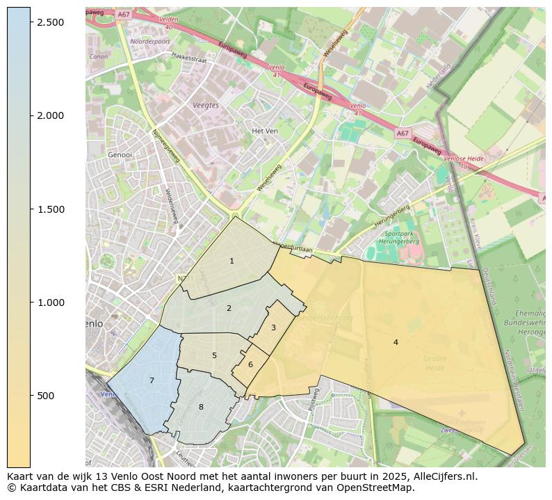 Afbeelding van de wijk Venlo-Oost-Noord op de kaart.