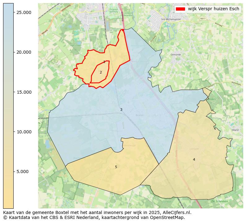 Afbeelding van de wijk Verspr huizen Esch op de kaart.